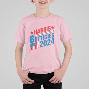 Harris Buttigieg 2024 T Shirt For Kid Presidential Election American Flag TS11 Light Pink Print Your Wear