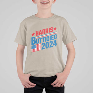 Harris Buttigieg 2024 T Shirt For Kid Presidential Election American Flag TS11 Sand Print Your Wear