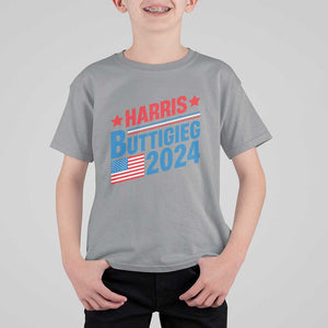 Harris Buttigieg 2024 T Shirt For Kid Presidential Election American Flag TS11 Sport Gray Print Your Wear