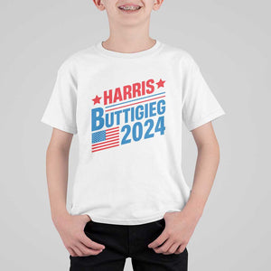 Harris Buttigieg 2024 T Shirt For Kid Presidential Election American Flag TS11 White Print Your Wear