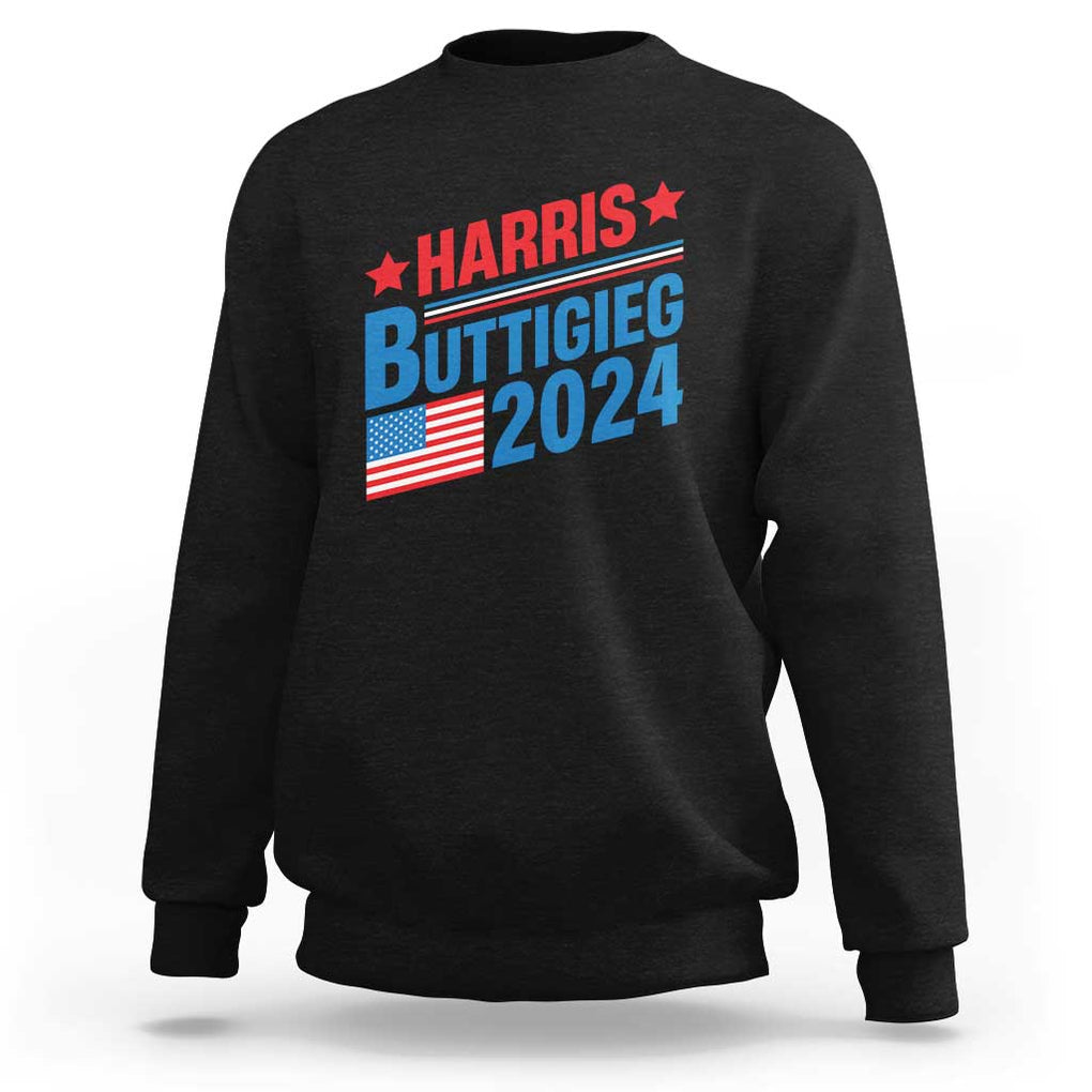 Harris Buttigieg 2024 Sweatshirt Presidential Election American Flag TS11 Black Print Your Wear