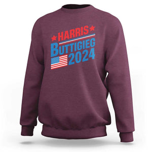 Harris Buttigieg 2024 Sweatshirt Presidential Election American Flag TS11 Maroon Print Your Wear