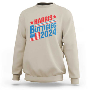 Harris Buttigieg 2024 Sweatshirt Presidential Election American Flag TS11 Sand Print Your Wear