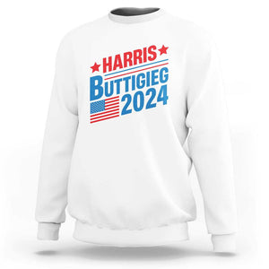 Harris Buttigieg 2024 Sweatshirt Presidential Election American Flag TS11 White Print Your Wear