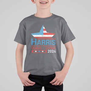 Harris Ocasio Cortez 2024 T Shirt For Kid American Flag Election Star TS11 Charcoal Print Your Wear