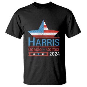 Harris Ocasio Cortez 2024 T Shirt American Flag Election Star TS11 Black Print Your Wear