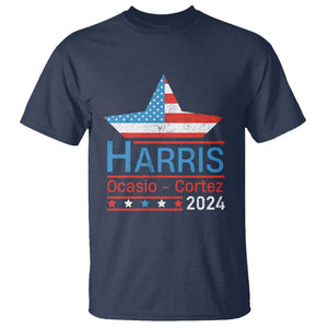 Harris Ocasio Cortez 2024 T Shirt American Flag Election Star TS11 Navy Print Your Wear