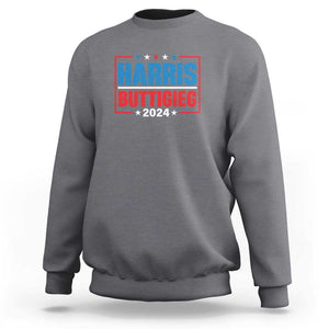 Harris Buttigieg 2024 Sweatshirt Presidential Election American Flag Star TS11 Charcoal Print Your Wear