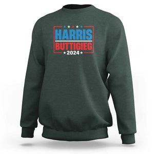 Harris Buttigieg 2024 Sweatshirt Presidential Election American Flag Star TS11 Dark Forest Green Print Your Wear