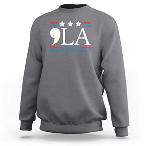 Funny Comma La Harris Sweatshirt Punctuation Kamala 2024 American Flag TS11 Charcoal Print Your Wear