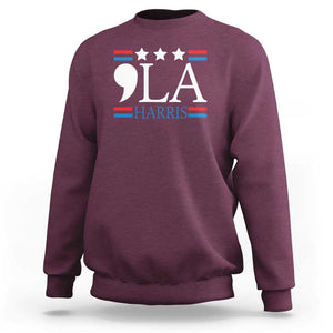 Funny Comma La Harris Sweatshirt Punctuation Kamala 2024 American Flag TS11 Maroon Print Your Wear