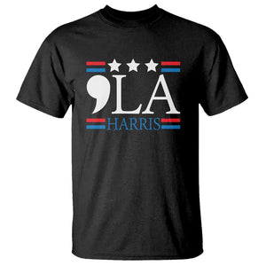 Funny Comma La Harris T Shirt Punctuation Kamala 2024 American Flag TS11 Black Print Your Wear