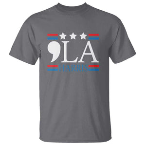 Funny Comma La Harris T Shirt Punctuation Kamala 2024 American Flag TS11 Charcoal Print Your Wear