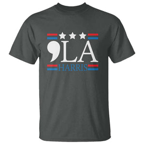 Funny Comma La Harris T Shirt Punctuation Kamala 2024 American Flag TS11 Dark Heather Print Your Wear