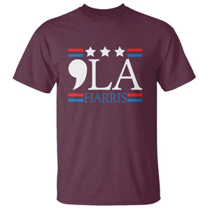 Funny Comma La Harris T Shirt Punctuation Kamala 2024 American Flag TS11 Maroon Print Your Wear