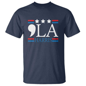 Funny Comma La Harris T Shirt Punctuation Kamala 2024 American Flag TS11 Navy Print Your Wear