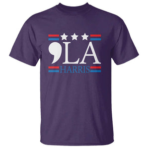 Funny Comma La Harris T Shirt Punctuation Kamala 2024 American Flag TS11 Purple Print Your Wear