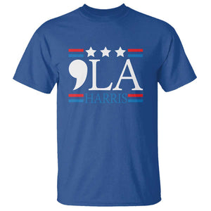 Funny Comma La Harris T Shirt Punctuation Kamala 2024 American Flag TS11 Royal Blue Print Your Wear