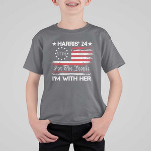 Harris'24 For The People I'm With Her T Shirt For Kid Vintage Betsy American Flag 2024 Election TS11 Charcoal Print Your Wear