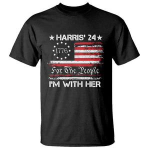 Harris'24 For The People I'm With Her T Shirt Vintage Betsy American Flag 2024 Election TS11 Black Print Your Wear