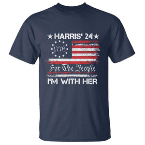 Harris'24 For The People I'm With Her T Shirt Vintage Betsy American Flag 2024 Election TS11 Navy Print Your Wear