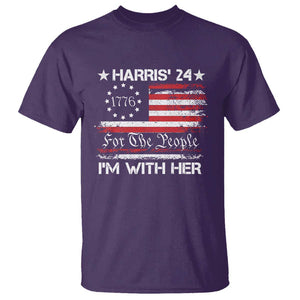 Harris'24 For The People I'm With Her T Shirt Vintage Betsy American Flag 2024 Election TS11 Purple Print Your Wear