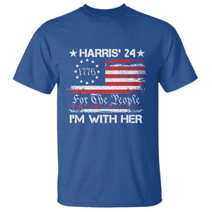 Harris'24 For The People I'm With Her T Shirt Vintage Betsy American Flag 2024 Election TS11 Royal Blue Print Your Wear