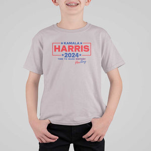 Harris 2024 Time To Make Herstory T Shirt For Kid American Flag Election Star TS11 Ice Gray Print Your Wear