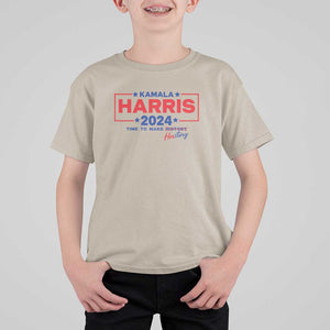 Harris 2024 Time To Make Herstory T Shirt For Kid American Flag Election Star TS11 Sand Print Your Wear