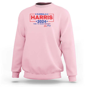 Harris 2024 Time To Make Herstory Sweatshirt American Flag Election Star TS11 Light Pink Print Your Wear