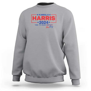 Harris 2024 Time To Make Herstory Sweatshirt American Flag Election Star TS11 Sport Gray Print Your Wear