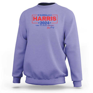 Harris 2024 Time To Make Herstory Sweatshirt American Flag Election Star TS11 Violet Print Your Wear