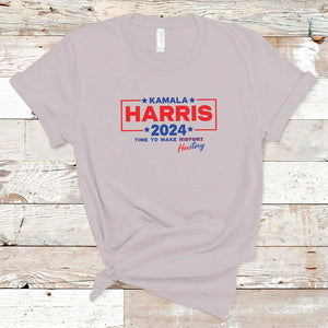 Harris 2024 Time To Make Herstory T Shirt American Flag Election Star TS11 Ice Gray Print Your Wear