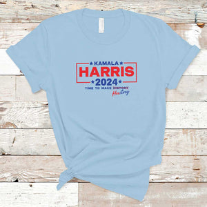 Harris 2024 Time To Make Herstory T Shirt American Flag Election Star TS11 Light Blue Print Your Wear