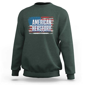 Kamala Harris Sweatshirt American Herstory History USA Flag Election 2024 TS11 Dark Forest Green Print Your Wear