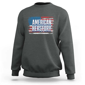 Kamala Harris Sweatshirt American Herstory History USA Flag Election 2024 TS11 Dark Heather Print Your Wear