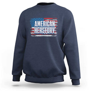 Kamala Harris Sweatshirt American Herstory History USA Flag Election 2024 TS11 Navy Print Your Wear