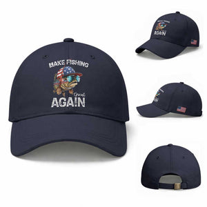 Funny Make Fishing Great Again Baseball Cap Bass Fishing TS11 Baseball Cap Universal Fit Navy Print Your Wear