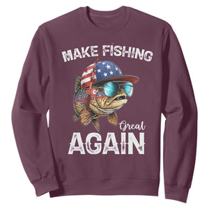 Funny Make Fishing Great Again Sweatshirt Bass Fishing TS11 Maroon Print Your Wear