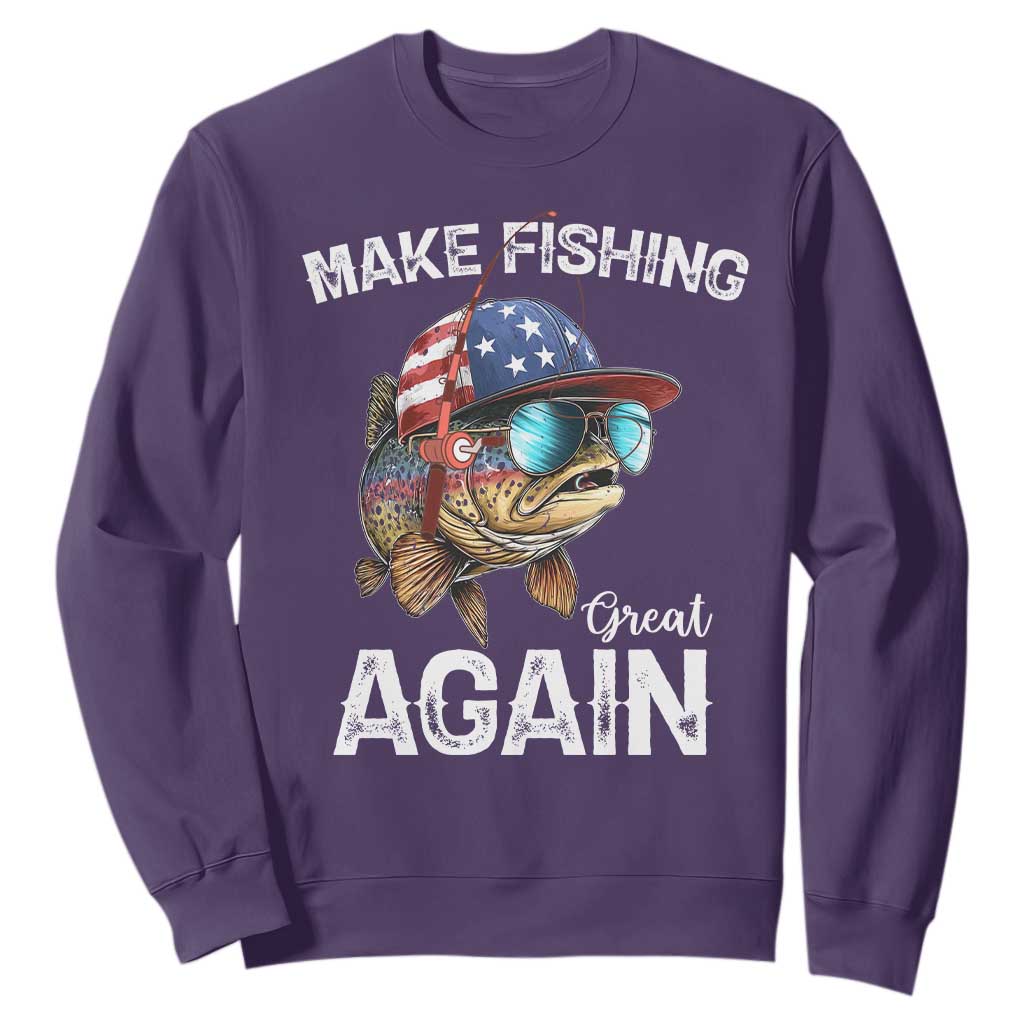 Funny Make Fishing Great Again Sweatshirt Bass Fishing TS11 Purple Print Your Wear