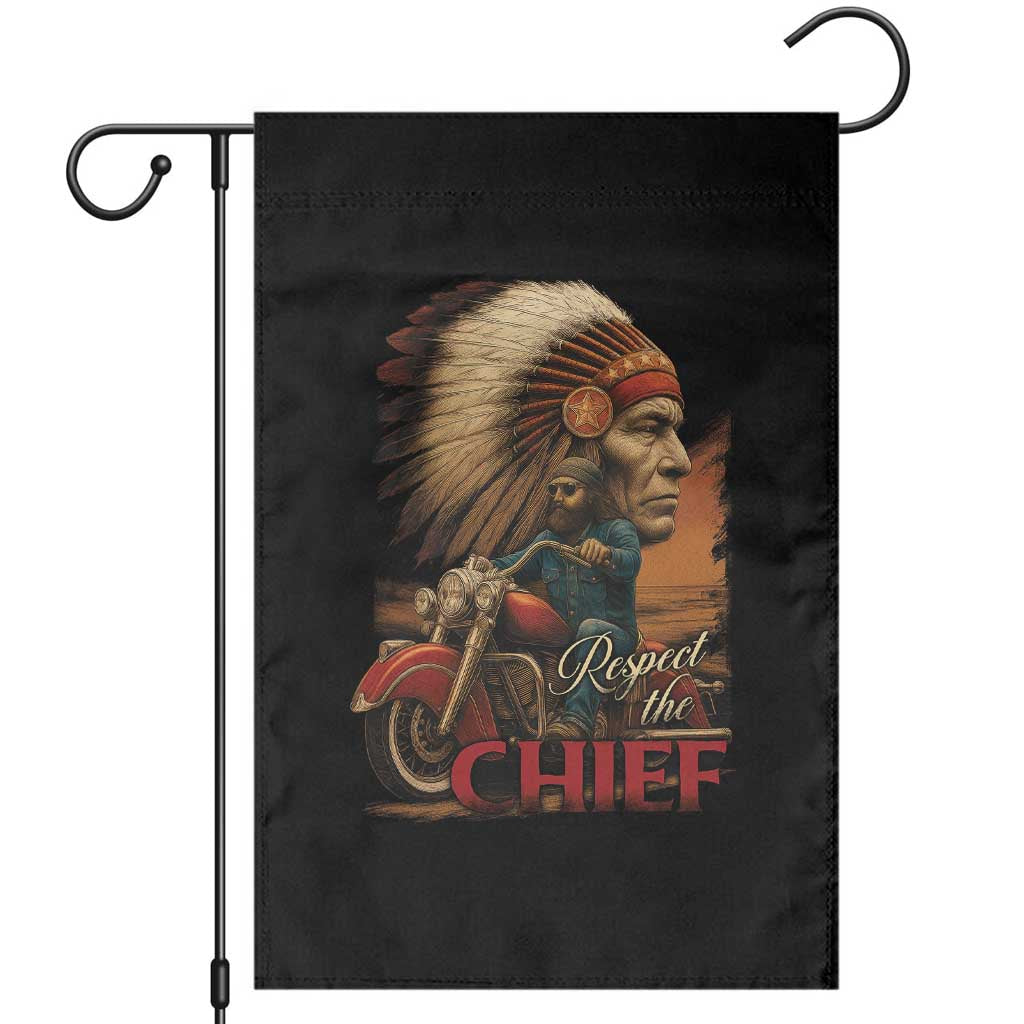 Indian American Rider Garden Flag Respect The Native Chief Native American Motorcycle TS11 Black Print Your Wear