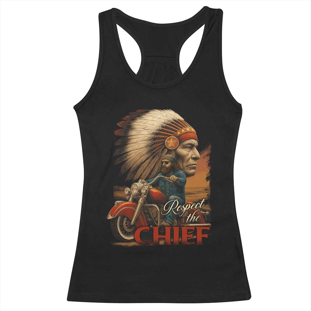 Indian American Rider Racerback Tank Top Respect The Native Chief Native American Motorcycle TS11 Black Print Your Wear