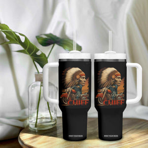 Indian American Rider Tumbler With Handle Respect The Native Chief Native American Motorcycle TS11 Print Your Wear