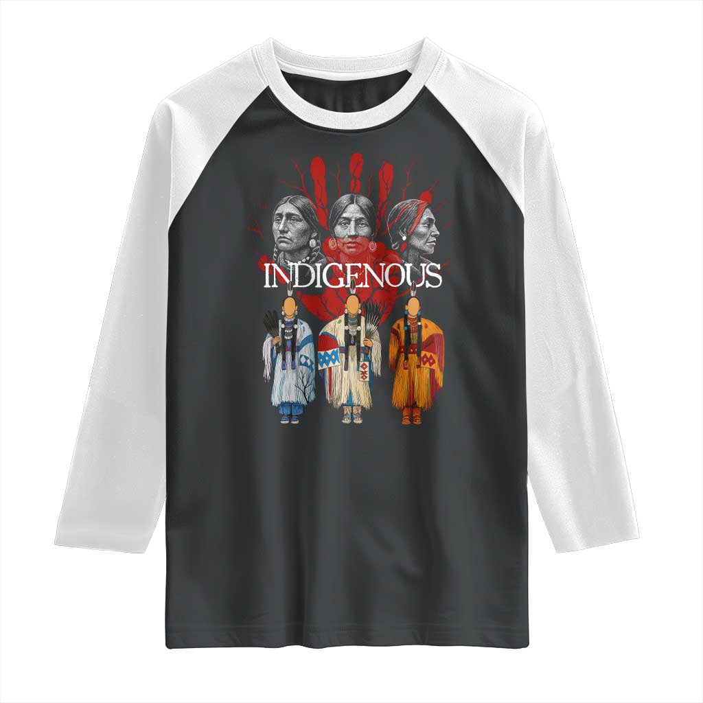 Native American Indigenous Women MMIW Red Hand Indian Raglan Shirt TS11 Black White Print Your Wear