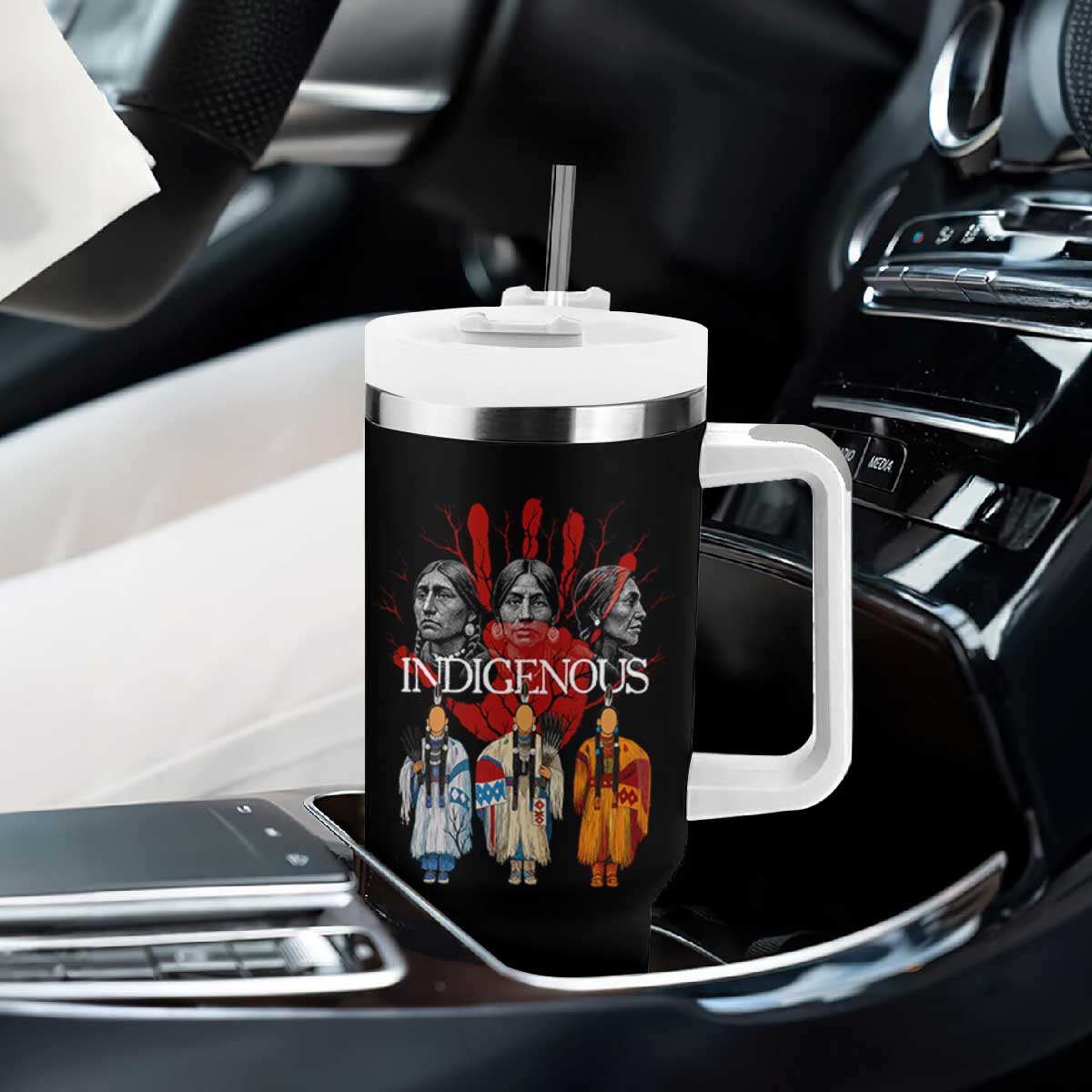 Native American Indigenous Women MMIW Red Hand Indian Tumbler With Handle TS11 Print Your Wear