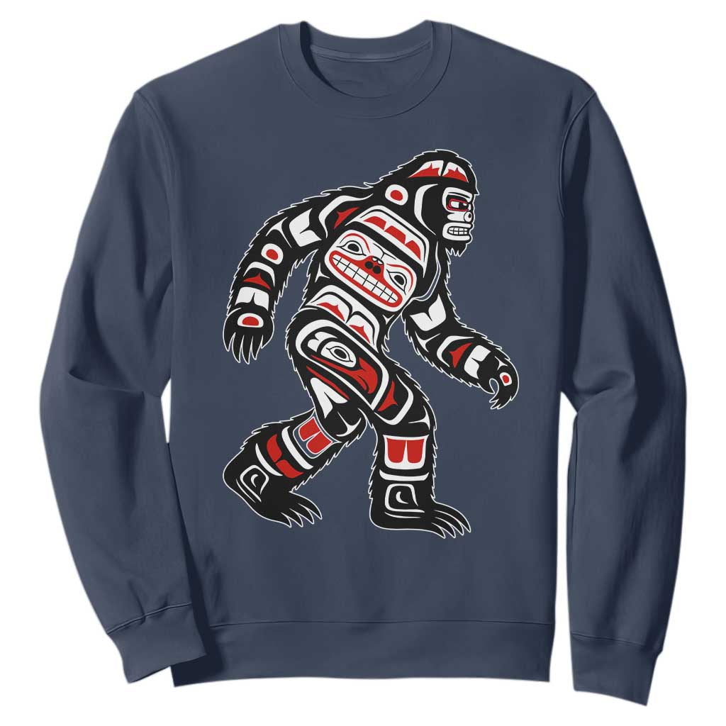 Bigfoot Native American Northwest Coast Art Sweatshirt TS11 Navy Print Your Wear