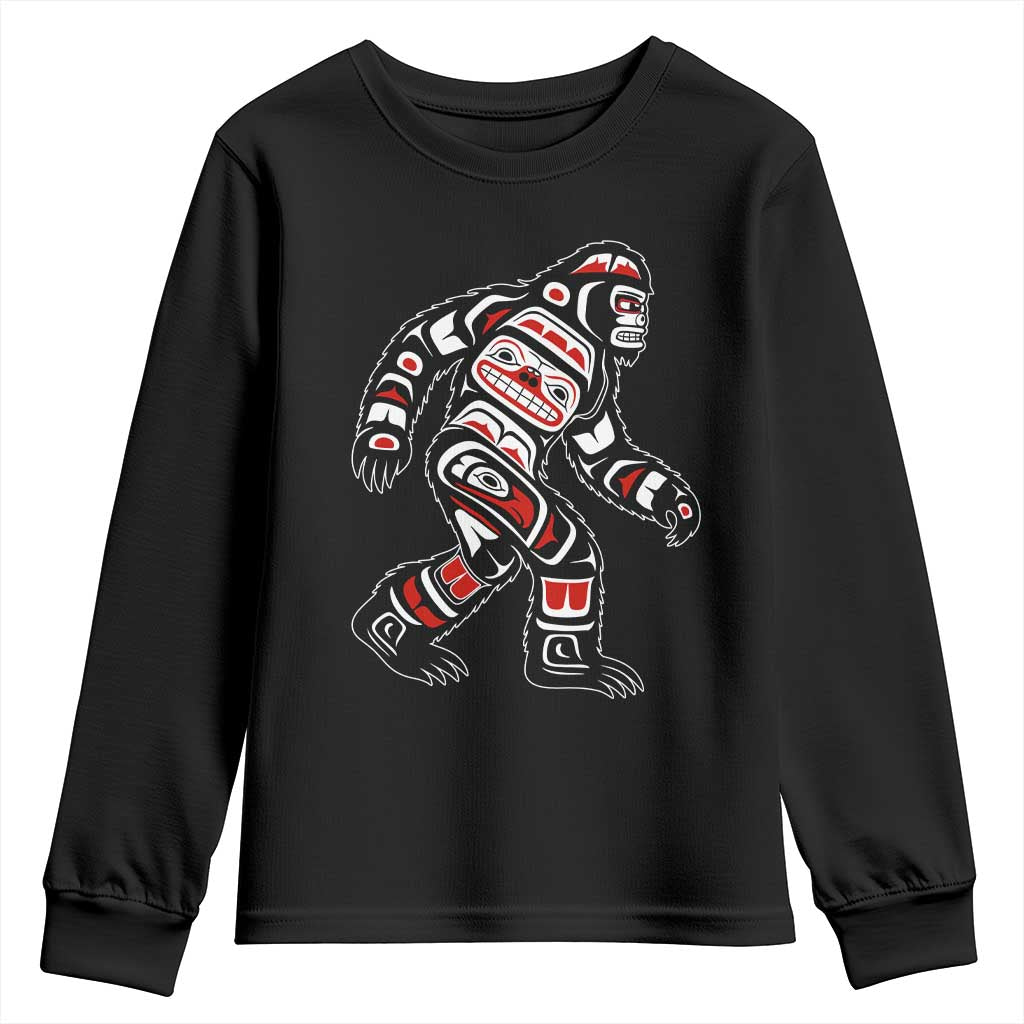 Bigfoot Native American Northwest Coast Art Youth Sweatshirt TS11 Black Print Your Wear