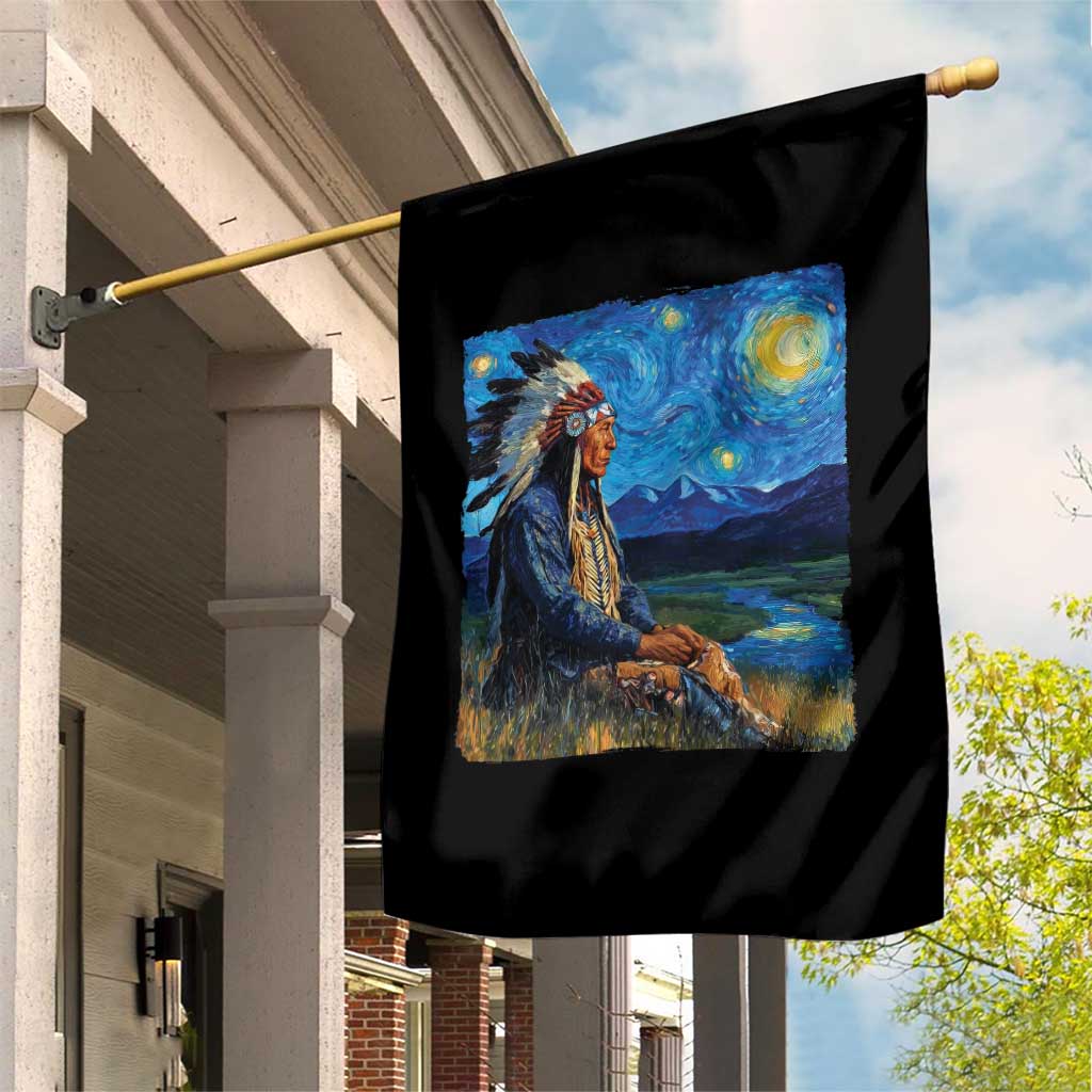 Native American Indian Van Goghs Starry Night Garden Flag TS11 Print Your Wear
