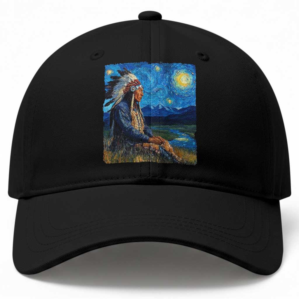 Native American Indian Van Goghs Starry Night Baseball Cap TS11 Print Your Wear