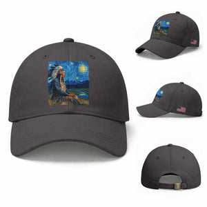 Native American Indian Van Goghs Starry Night Baseball Cap TS11 Baseball Cap Universal Fit Dark Gray Print Your Wear